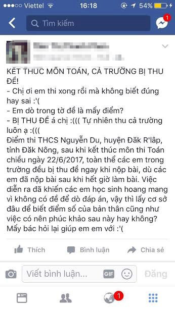 Phải trả lại đề thi Toán cho thí sinh vì cán bộ coi thi hiểu sai quy chế ảnh 1