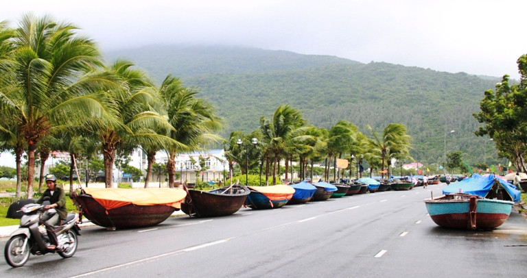 Đến trưa 14/10, hàng trăm thuyền thúng được đưa lên bờ tránh bão. Theo BCH PCLB&TKCN TP.Đà Nẵng, dọc tuyến đường Hoàng Sa: có 53 ghe máy, thúng máy. Khu vực Bãi Nam (Núi Sơn Trà): 35 ghe máy, thúng máy. Trên sông Hàn, tuyến Trần Hưng Đạo có gần 100 tàu neo đậu, đường Nguyễn Tất Thanh có 50 ghe, tàu “thượng bờ”... Các đồn BP đang phối hợp với địa phương hướng dẫn ngư dân vào các khu neo đậu theo quy định