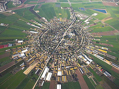 Thôn nhìn từ trên cao, dựa theo Bát quái trận đồ