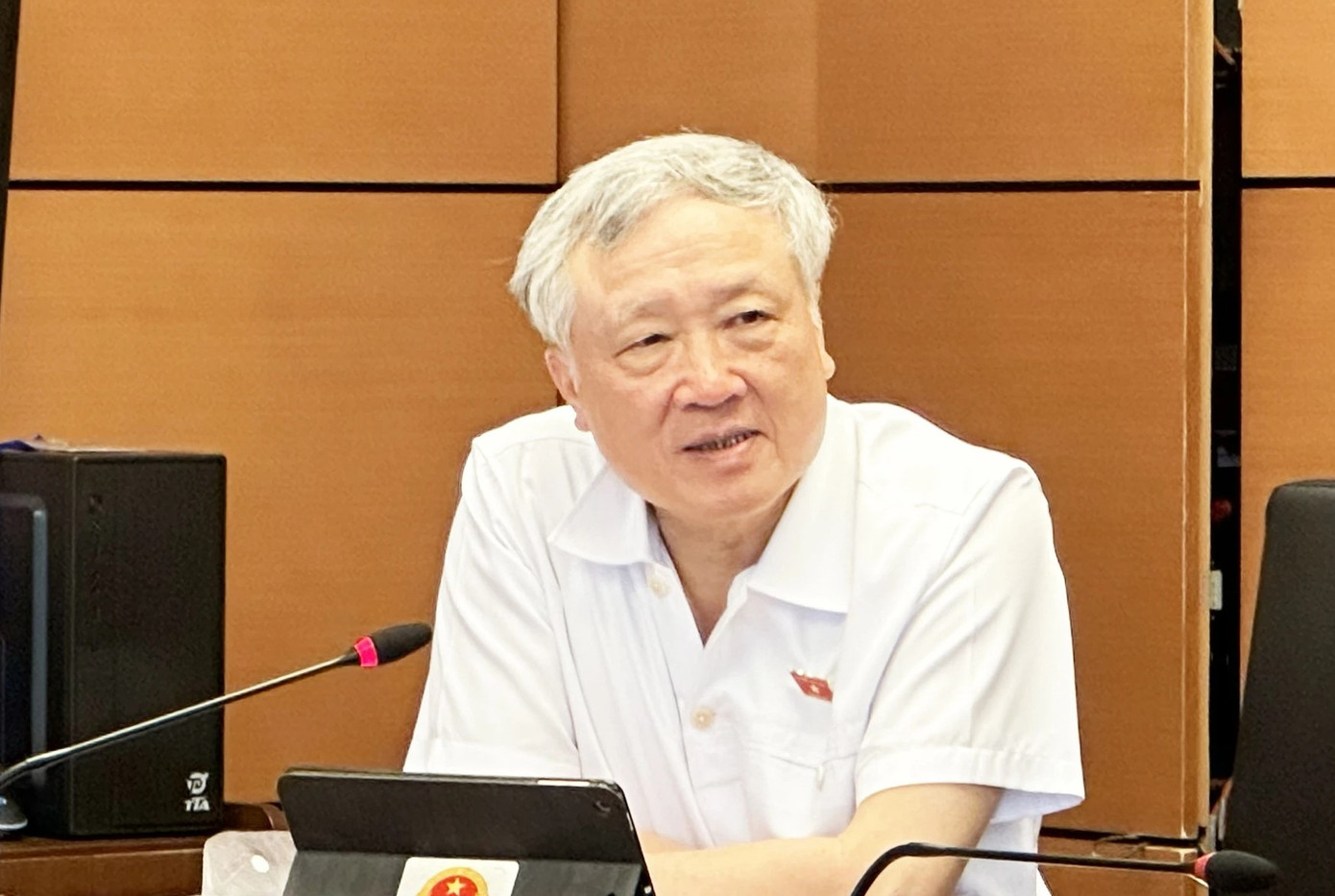 Chánh án TAND Tối cao Nguyễn Hòa Bình phát biểu tại phiên thảo luận.