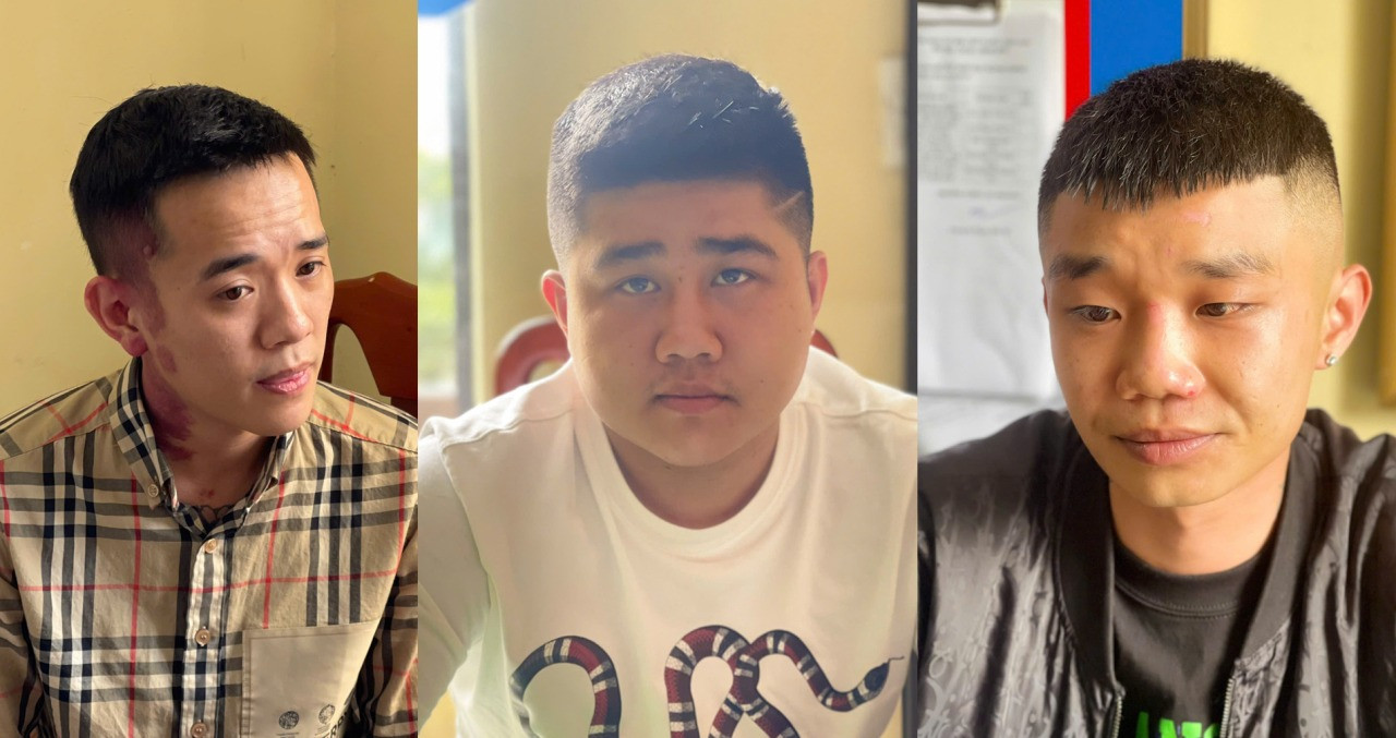 Ba đối tượng Linh, Thành, Tuấn tại cơ quan điều tra. Ba đối tượng Linh, Thành, Tuấn tại cơ quan điều tra.