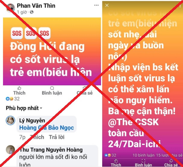 Trang facebook cá nhân lan truyền thông tin thất thiệt.