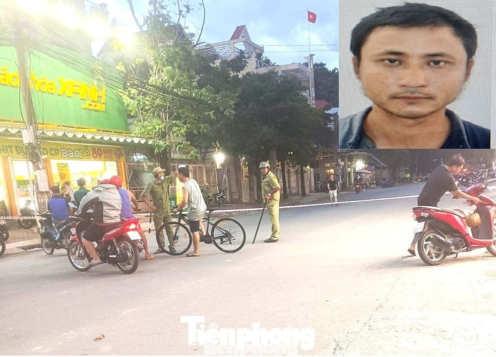 Hiện trường vụ án mạng và chân dung nghi can Võ Ngọc Hòa (ảnh nhỏ)