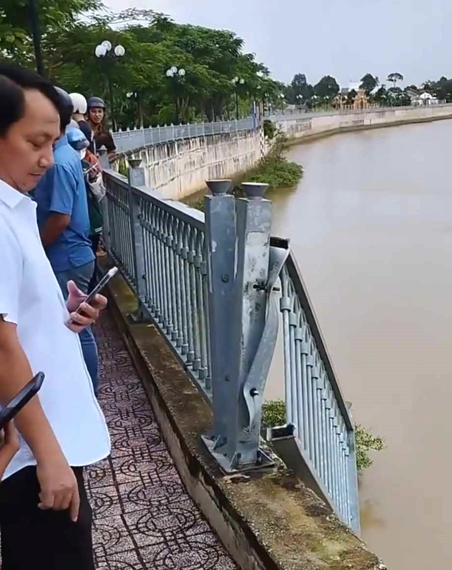 Ô tô tông vào lan can trước khi lao xuống sông Đồng Nai Ô tô tông vào lan can trước khi lao xuống sông Đồng Nai