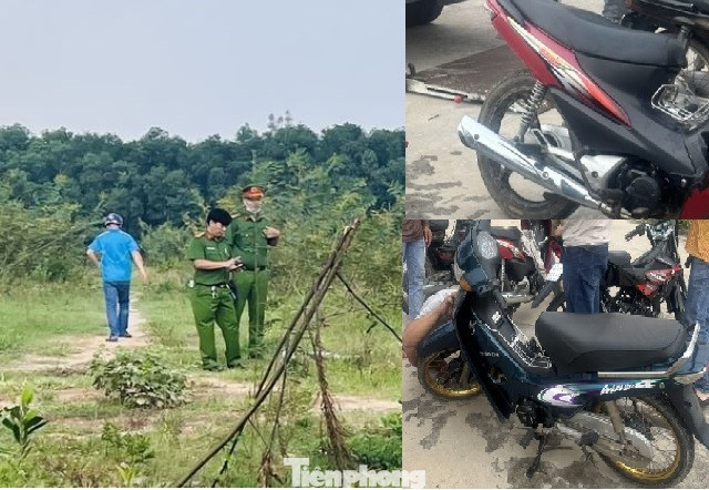 Hiện trường và hai chiếc xe máy của nạn nhân