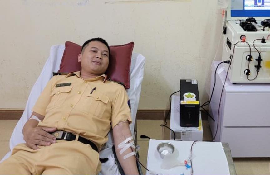 Thượng úy Biện Thanh Sơn - Đội CSGT Công an TP Hà Tĩnh.