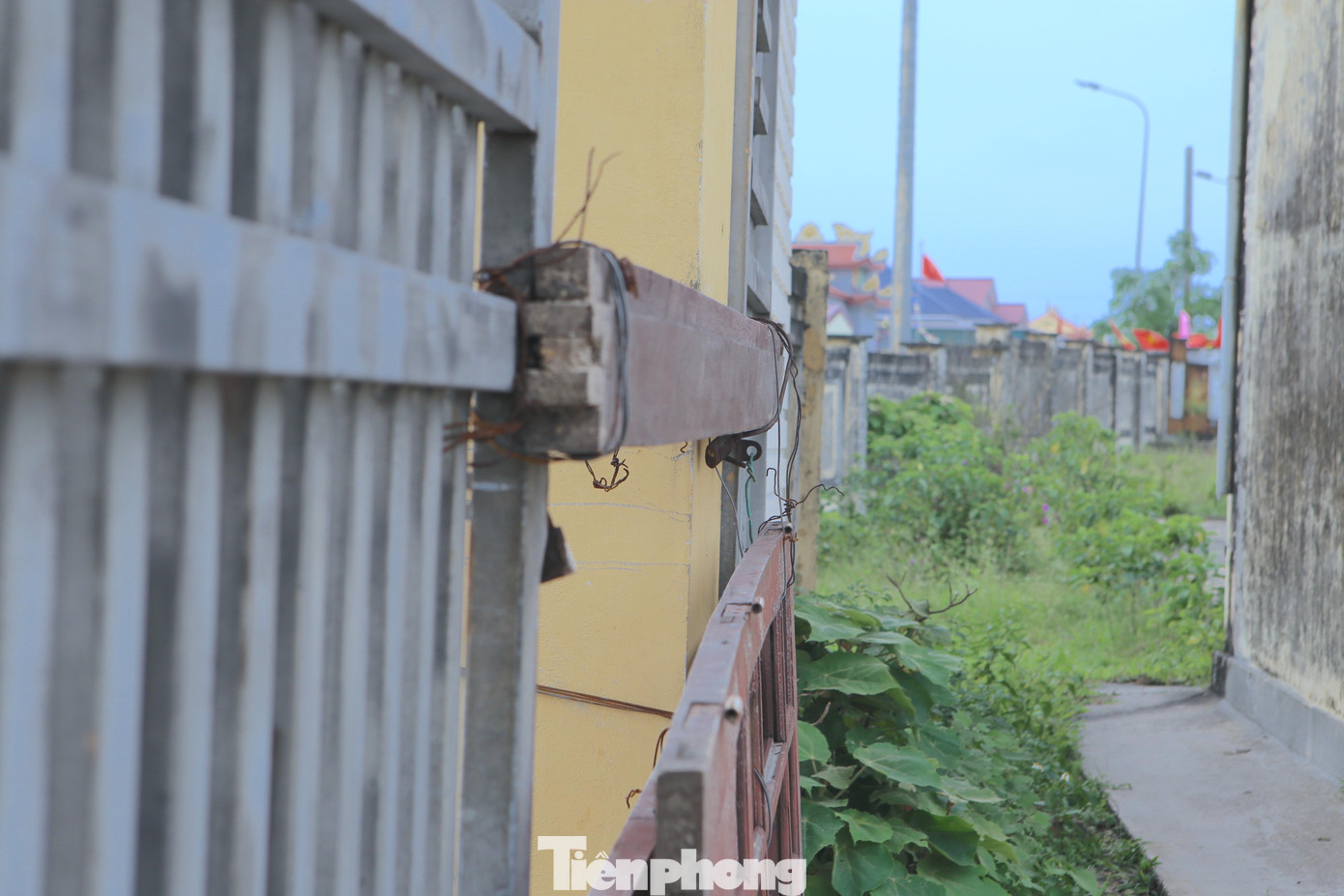 Ghi nhận tại ngôi trường từ ngoài cổng vào, được che chắn sơ sài bằng những tấm gỗ; toàn bộ khuôn viên hơn 2.000m2 cỏ mọc um tùm.