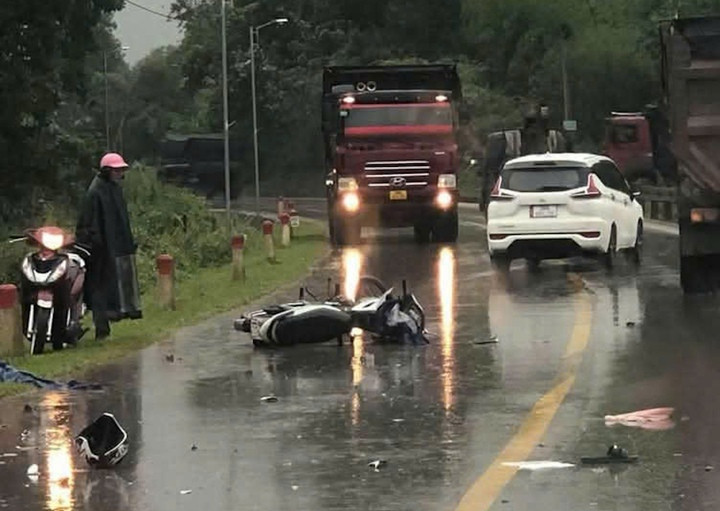 Hiện trường vụ tai nạn khiến hai học sinh thương vong.