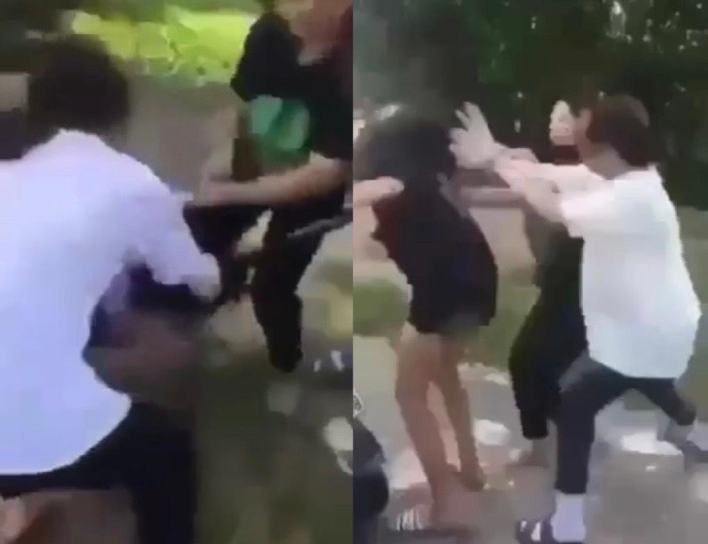 Clip ghi lại hình ảnh nhóm nữ sinh hành hung em T. Clip ghi lại hình ảnh nhóm nữ sinh hành hung em T.