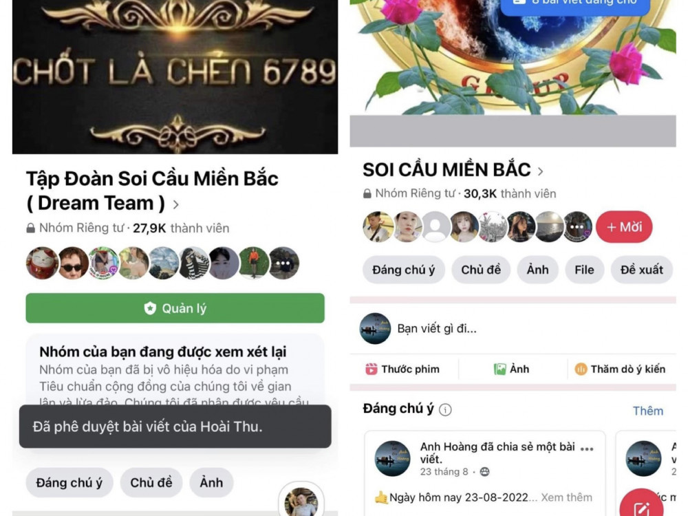 Nhóm về số lô, số đề trên mạng xã hội do Dũng và Hoàng thành lập và quản lý. Nhóm về số lô, số đề trên mạng xã hội do Dũng và Hoàng thành lập và quản lý.