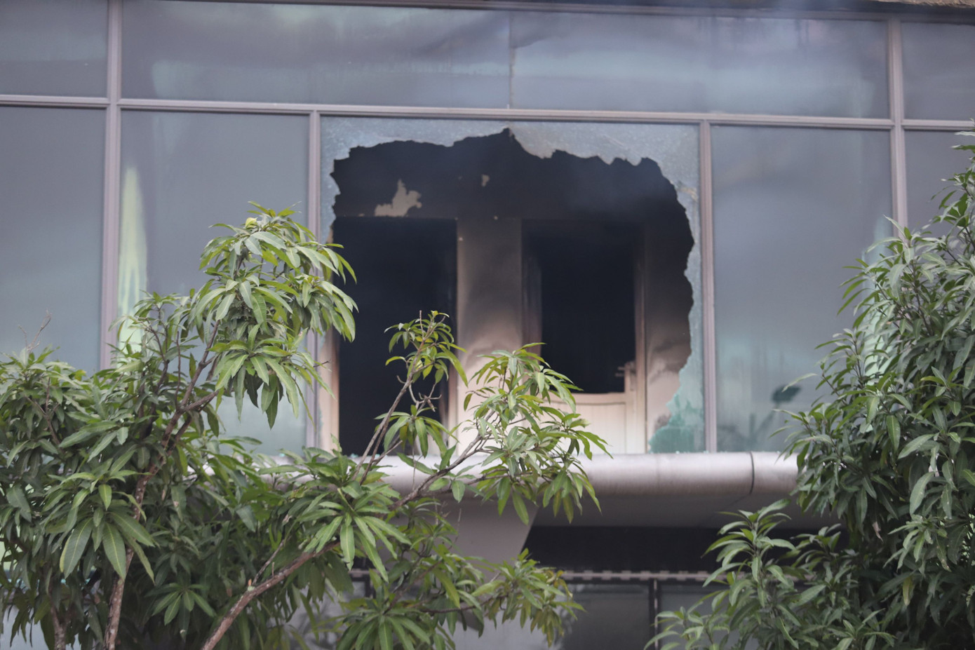 Kính tại xưởng gỗ bị vỡ.