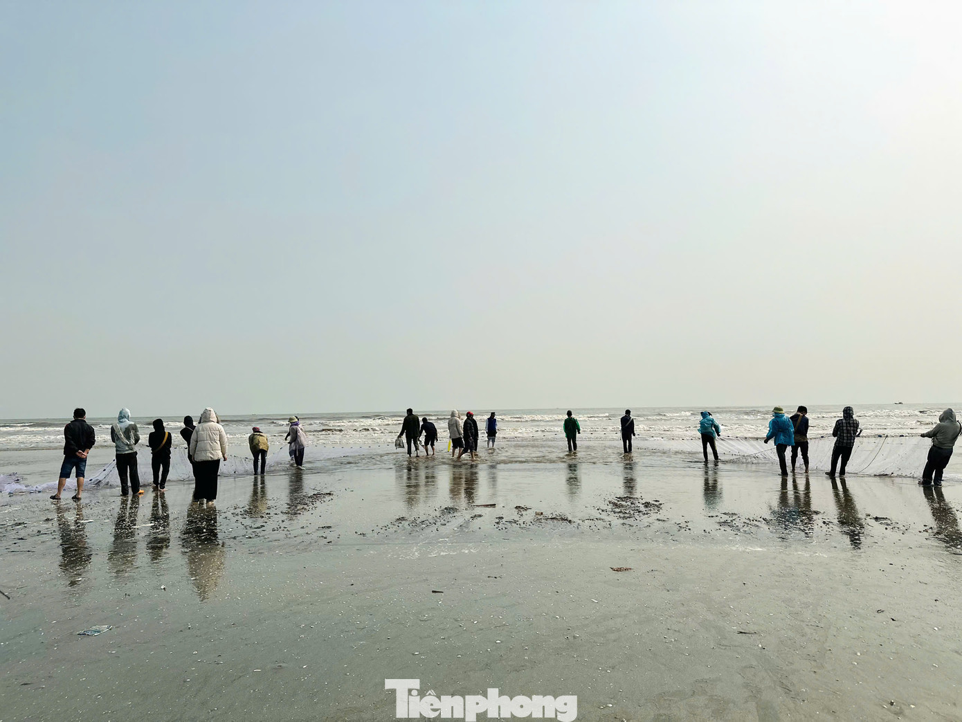 Rạng sáng, dọc bờ biển từ xã Thạch Kim đến xã Thịnh Lộc (huyện Thạch Hà, tỉnh Hà Tĩnh) có cả trăm người cùng ra biển để kéo cá. Người dân nơi đây gọi đây là nghề "đi giật lùi" vì tất cả mọi người từ kéo cá từ biển lên bờ.