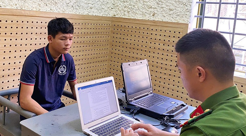 Đối tượng Thắng tại cơ quan điều tra.