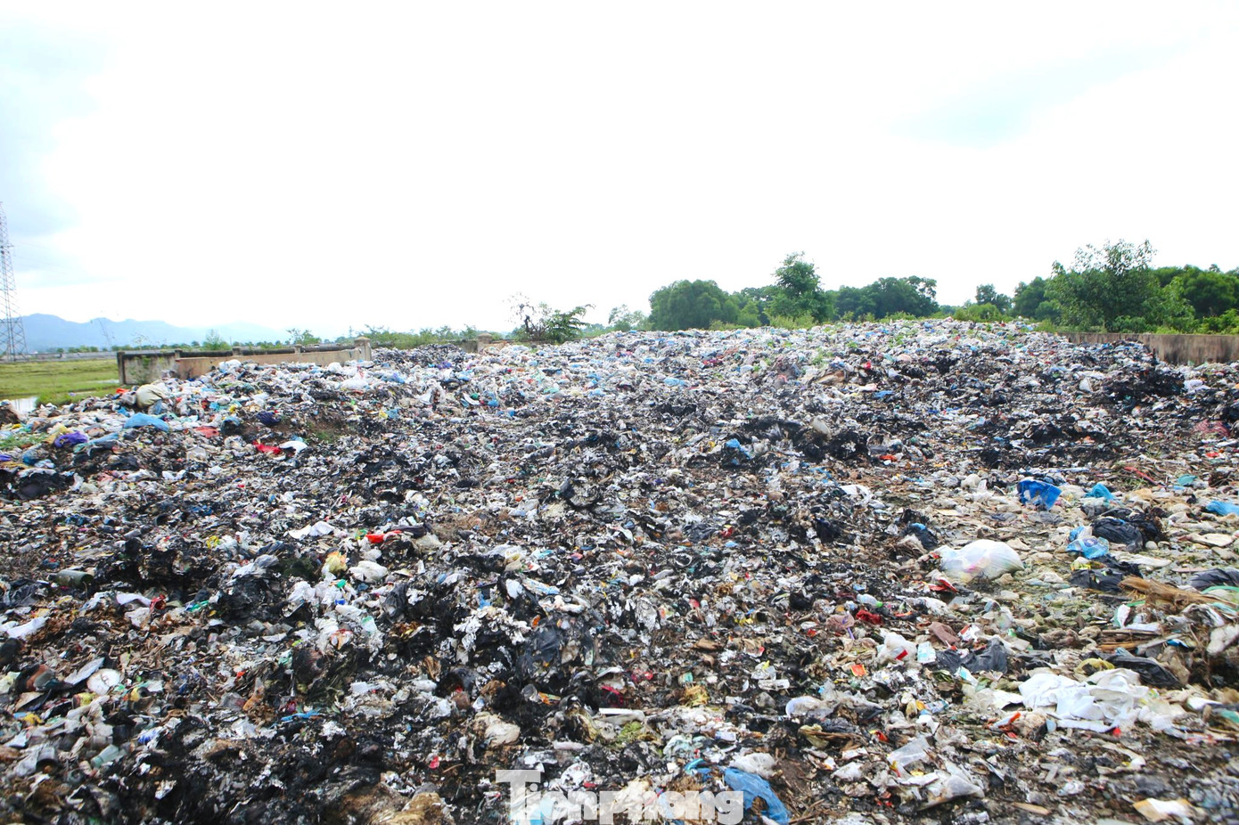 Đủ loại rác thải tồn động trong thời gian dài tại bãi trung chuyển chưa được đưa đi xử lý.
