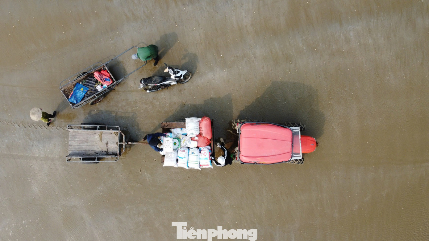 Những bao tải lớn nhanh chóng được chất đầy ốc tép, buộc chặt và tập kết ngay trên bờ để các thương lái đến thu mua. Những bao tải lớn nhanh chóng được chất đầy ốc tép, buộc chặt và tập kết ngay trên bờ để các thương lái đến thu mua.