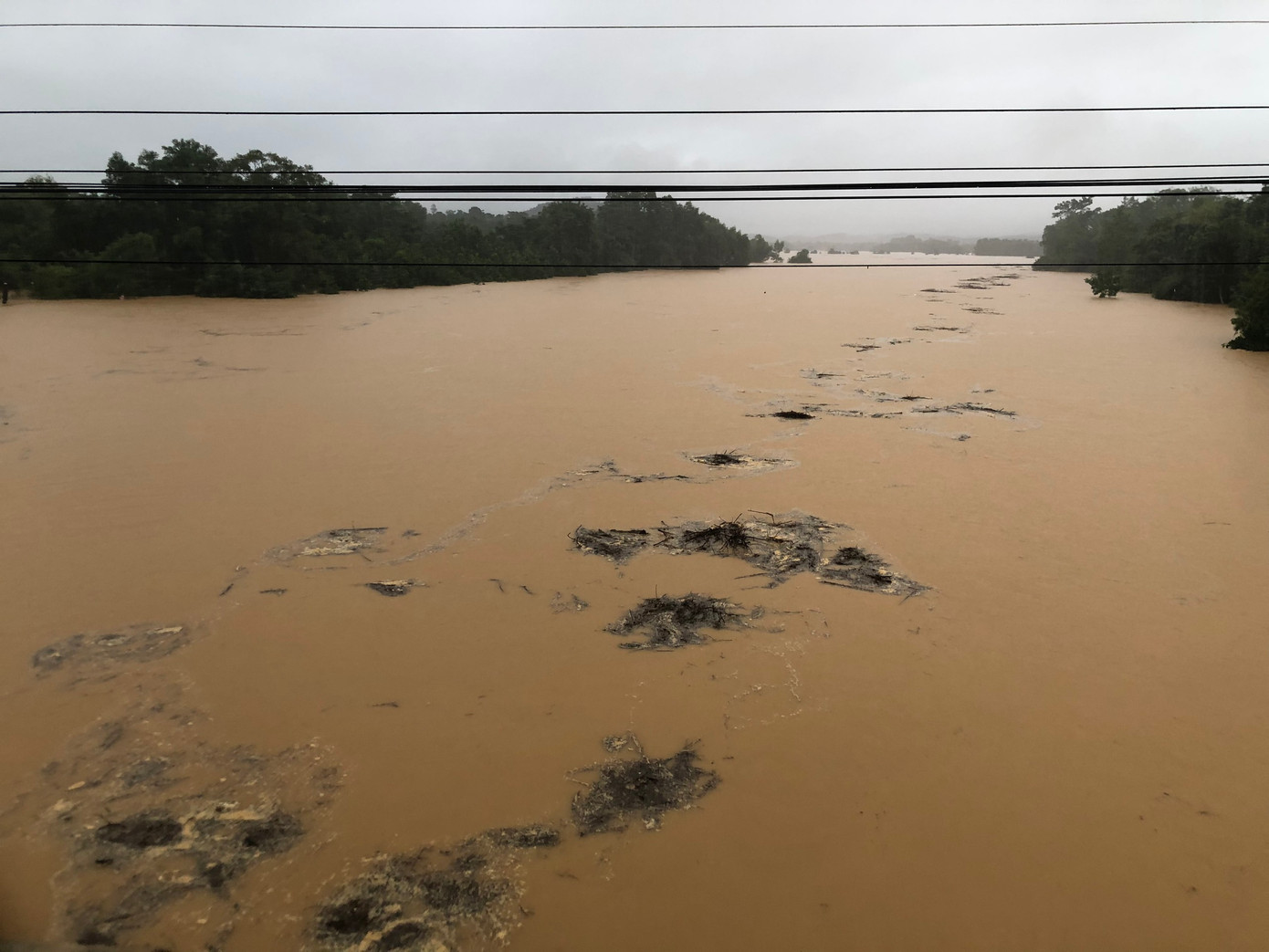 Nước lũ trên sông Ngàn Sâu đang dâng cao do mưa lớn.