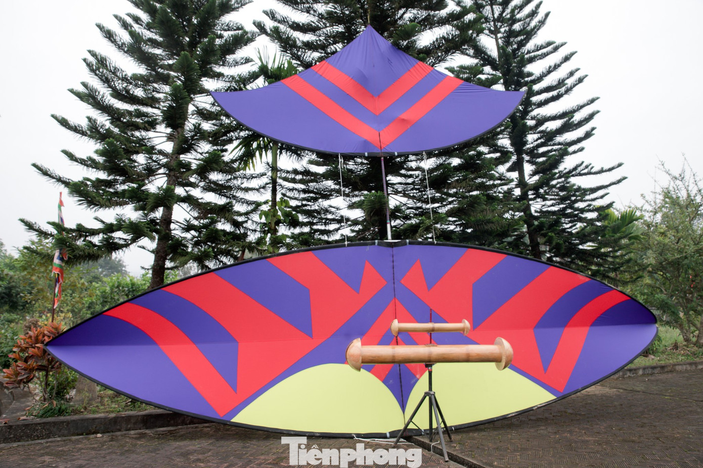 Diều được làm từ tre, uốn cong hình bán nguyệt. Sáo làm bằng tre, đầu sáo làm bằng gỗ vàng tâm. Diều được làm từ tre, uốn cong hình bán nguyệt. Sáo làm bằng tre, đầu sáo làm bằng gỗ vàng tâm.