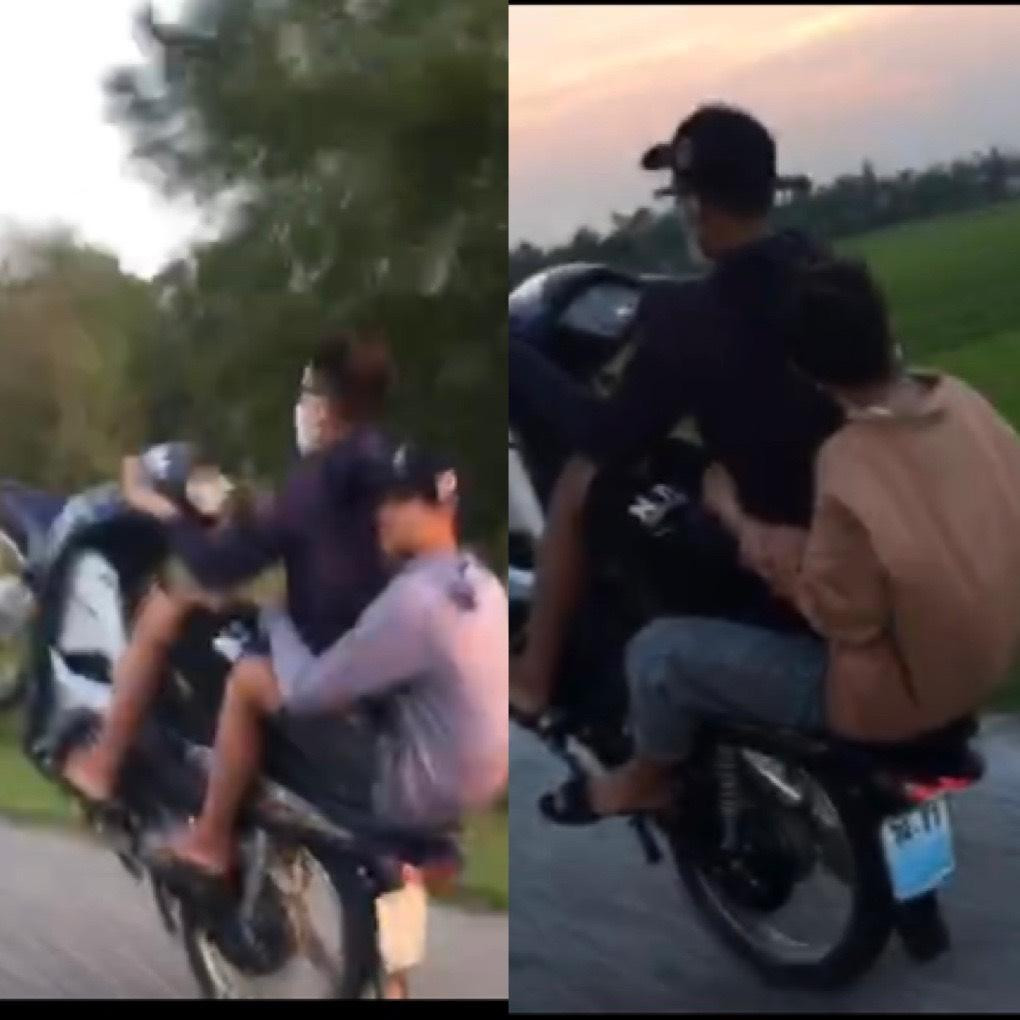 Hình ảnh nhóm thiếu niên bốc đầu xe khiến người xem thót tim.