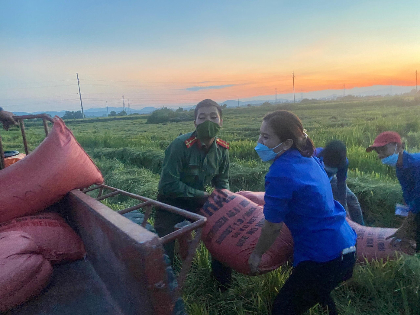 Thượng úy Dương Văn Nghĩa - Bí thư Đoàn Công an huyện Cẩm Xuyên cho biết, để hỗ trợ những người dân thuộc diện F1, F2 đang thực hiện cách ly, Đoàn Thanh niên Công an huyện đã trình tình nguyện xuống đồng thu hoạch lúa giúp các hộ gia đình. Hoạt động này được tuổi trẻ công an huyện Cẩm Xuyên tham gia hưởng ứng rất nhiệt tình. Các tình nguyện viên cùng chiến sỹ công làm làm việc từ 13h đến 20h đêm dưới ngày nắng nóng trên 37 độ C. Dù mệt nhưng vẫn nỗ lực để giúp đỡ người dân. Tham gia thu hoạch lúa giúp dân cũng có những bạn trẻ chỉ mới 16, 17 tuổi, nhưng các bạn trẻ không ngần ngại, viết đơn tình nguyện đăng ký hỗ trợ giúp dân chống dịch COVID-19.