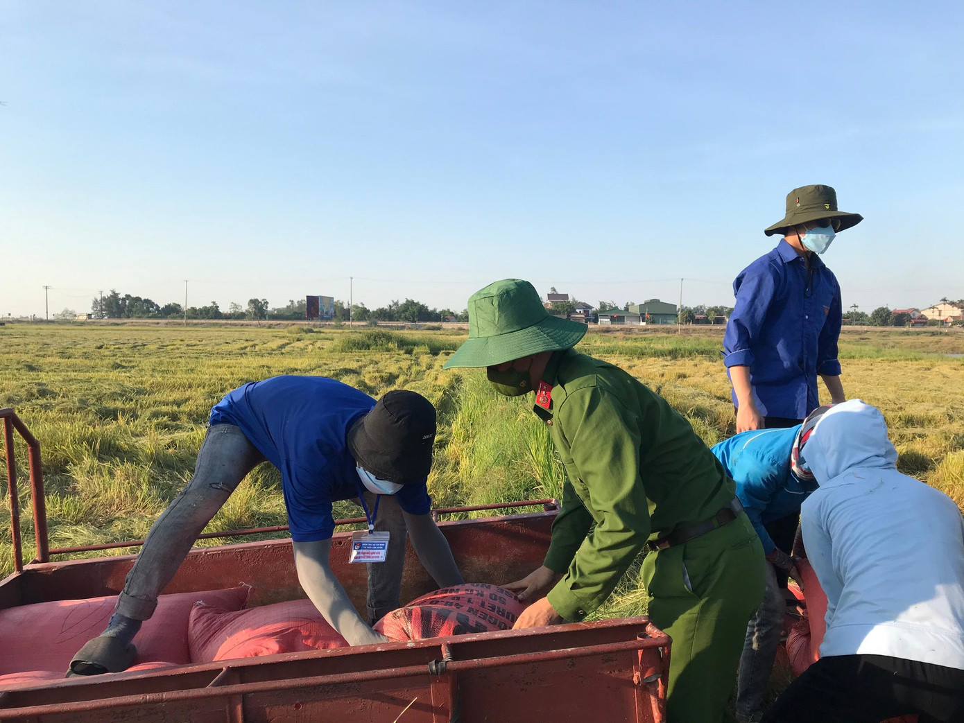 Do dịch, nên hoạt động triển khai cũng hạn chế số lượng người tham gia. Những chiến sĩ công an, thanh niên tình nguyện khi ra thu hoạch lúa giúp dân đều đã đi xét nghiệm cho kết quả âm tính.