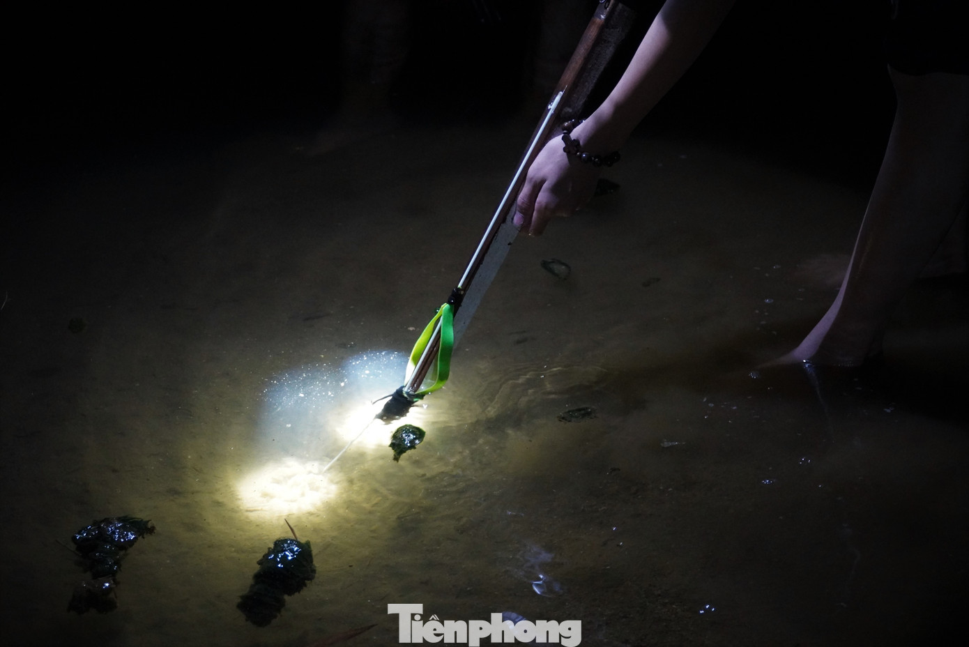 Người dân chuẩn bị dụng cụ tự chế như lưới, nơm… để bắt cá.