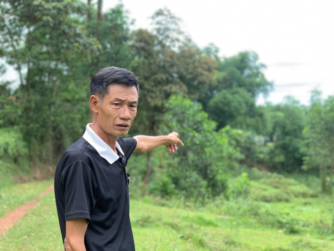 Nhà ông Kháng chỉ cách trại lợn khoảng 200m, mỗi ngày hứng chịu ô nhiễm từ trại lợn.