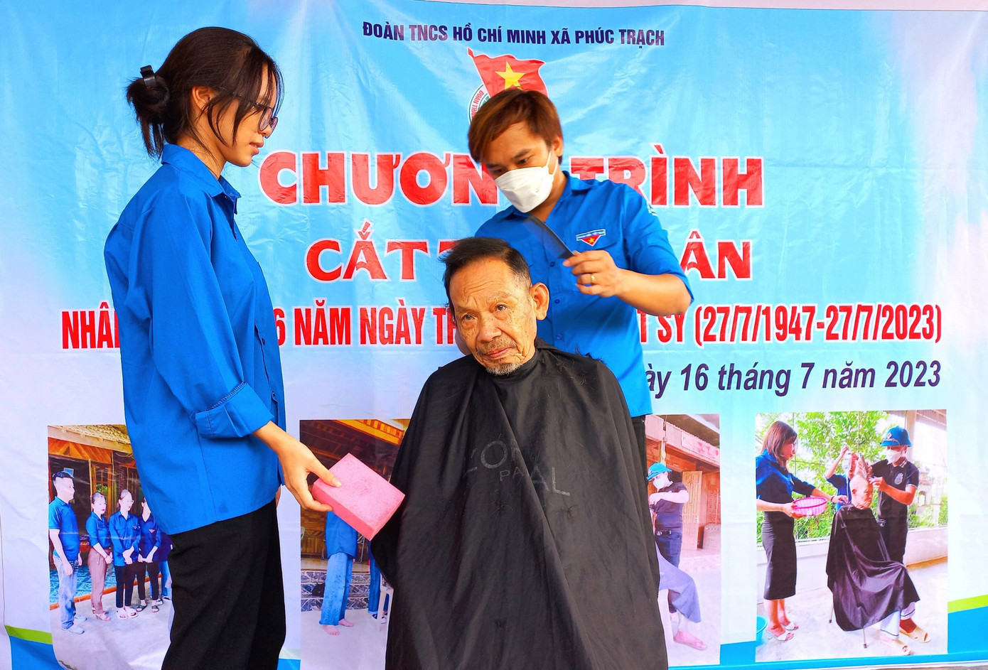 Những hoạt động trong chương trình như cắt tóc tri ân được tuổi trẻ Hà Tĩnh thực hiện rộng rãi.