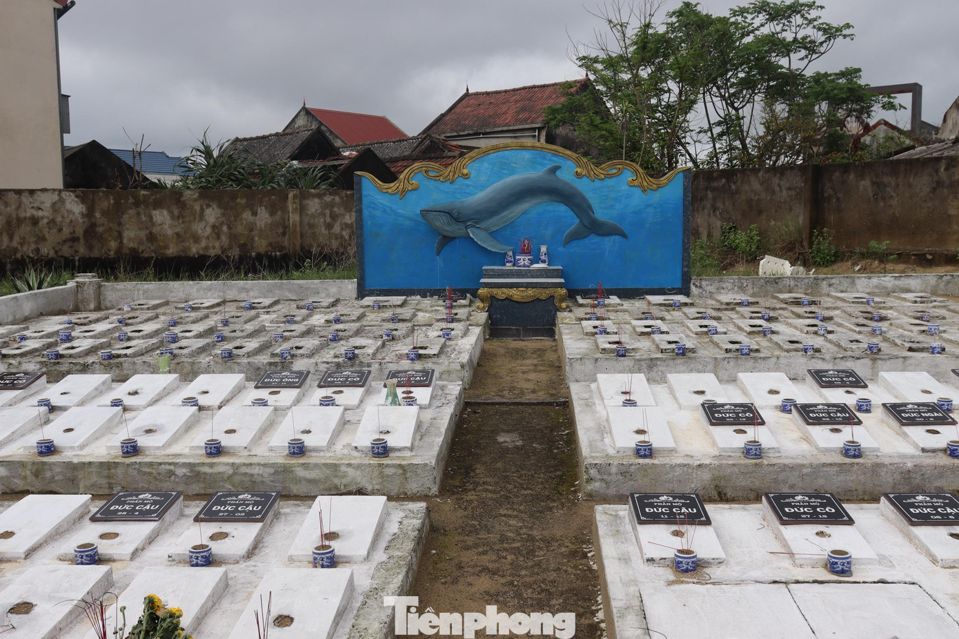 Gần 200 ngôi mộ cá tại miếu thờ Đức Ngư Ông ở huyện Cẩm Xuyên.