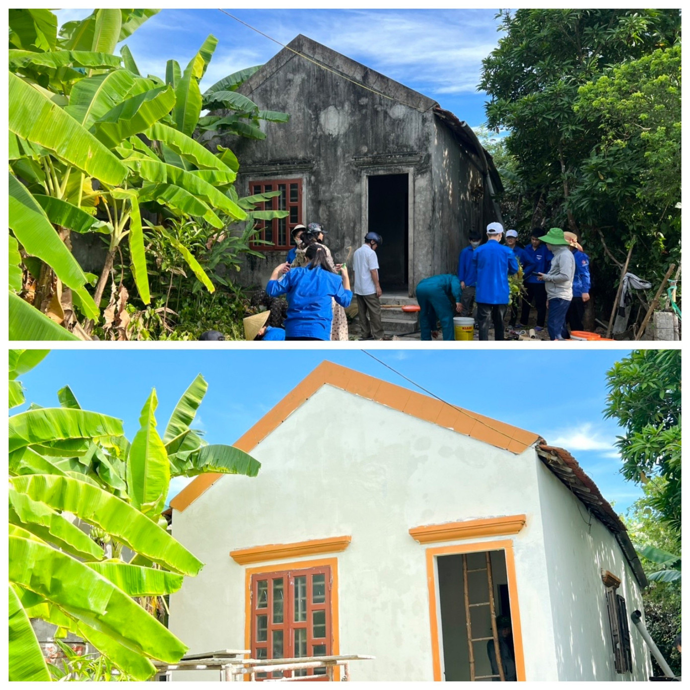 Những ngôi nhà được sơn mới qua bàn tay hỗ trợ của lực lượng thanh niên. Những ngôi nhà được sơn mới qua bàn tay hỗ trợ của lực lượng thanh niên.