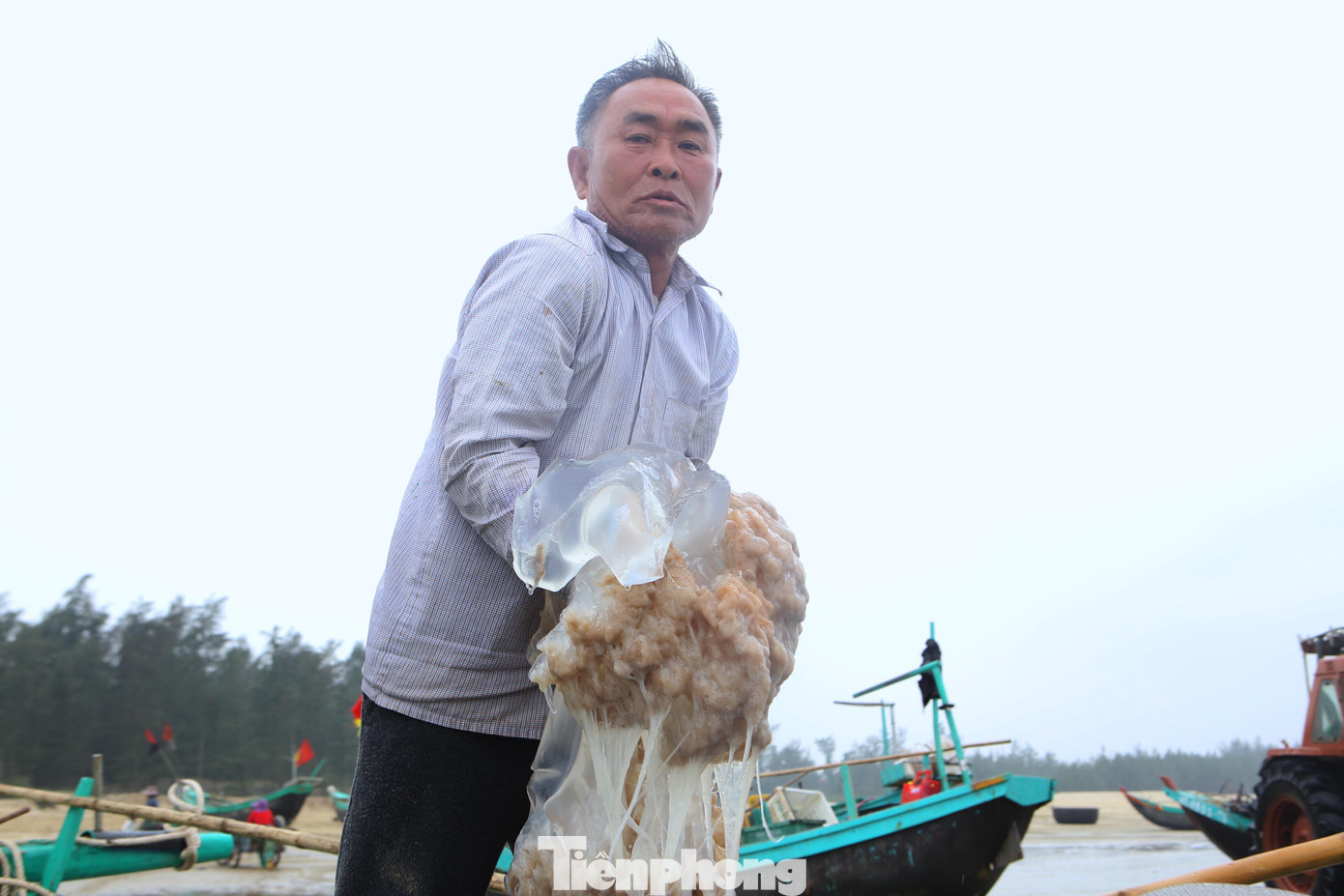 Ông Nguyễn Đình Loan (trú xã Thạch Trị, huyện Thạch Hà) ra khơi từ 2h sáng. Từ khi vào vụ sứa đến nay, ngày nào ông cũng ra khơi từ 2-3 chuyến. Mỗi chuyến vào bờ đánh bắt được 2-3 tấn sứa. Trừ đi chi phí mỗi ngày lãi từ 500 ngàn đồng đến 1 triệu đồng.