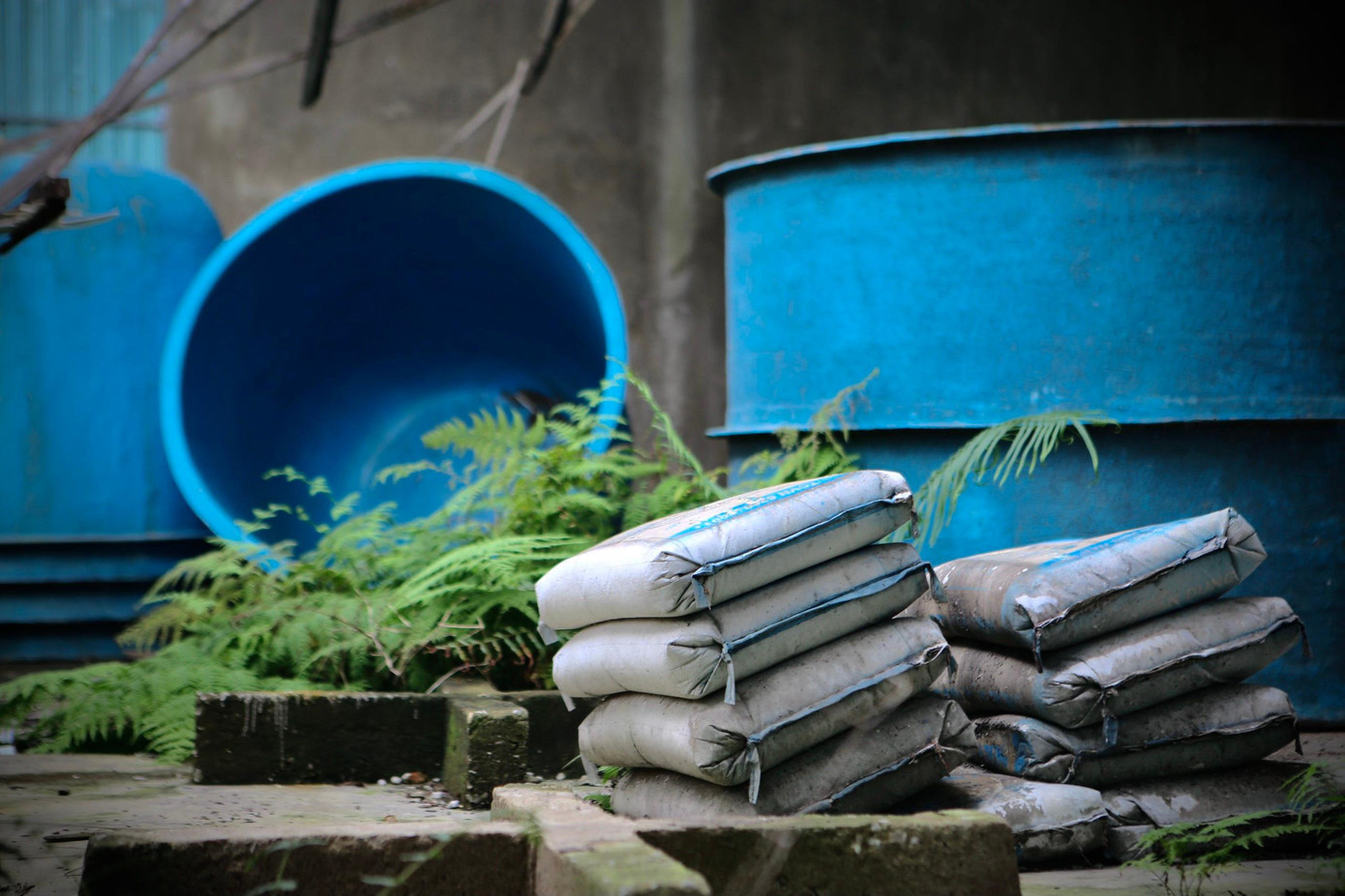 Cảnh bên trong trại nhếch nhác.