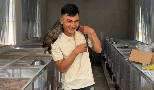 Anh Sơn thành công với mô hình nuôi chồn hương. Ảnh: H.N