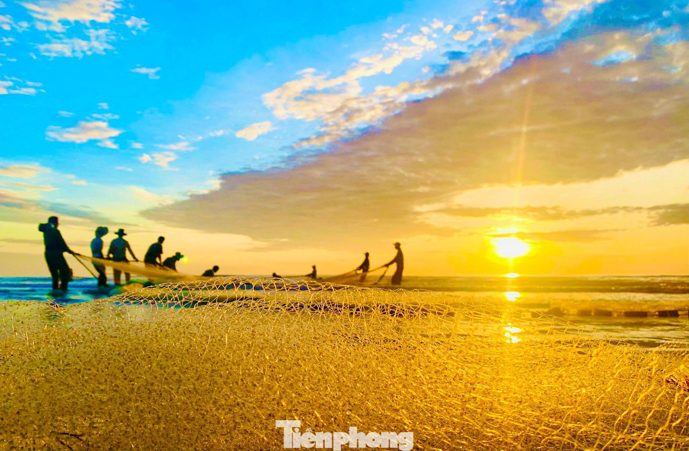 Theo người dân nơi đây, họ dậy từ lúc 3h sáng để ra biển kéo cá. Mỗi lần kéo lưới phải mất từ 1-2 giờ, một mẻ lưới như thế này mới có thể vào bờ thành công.