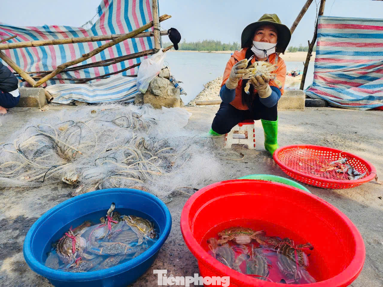 Khi tàu thuyền trở về gần bờ, ngư dân hào hứng thu hoạch cá tôm, mang theo niềm vui thắng lợi sau một buổi ra khơi.