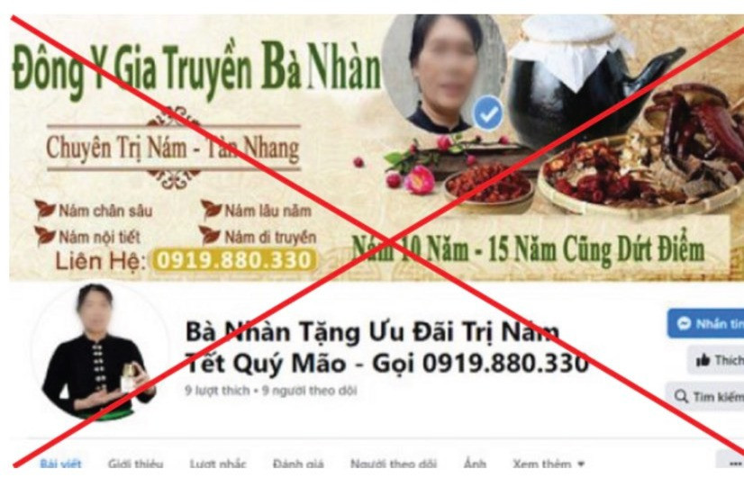 Fanpage “Bà Nhàn Tặng Ưu Đãi Trị Nám Tết Quý Mão - Gọi 0919.880.330” đăng thông tin để lừa đảo người sử dụng. Fanpage “Bà Nhàn Tặng Ưu Đãi Trị Nám Tết Quý Mão - Gọi 0919.880.330” đăng thông tin để lừa đảo người sử dụng.