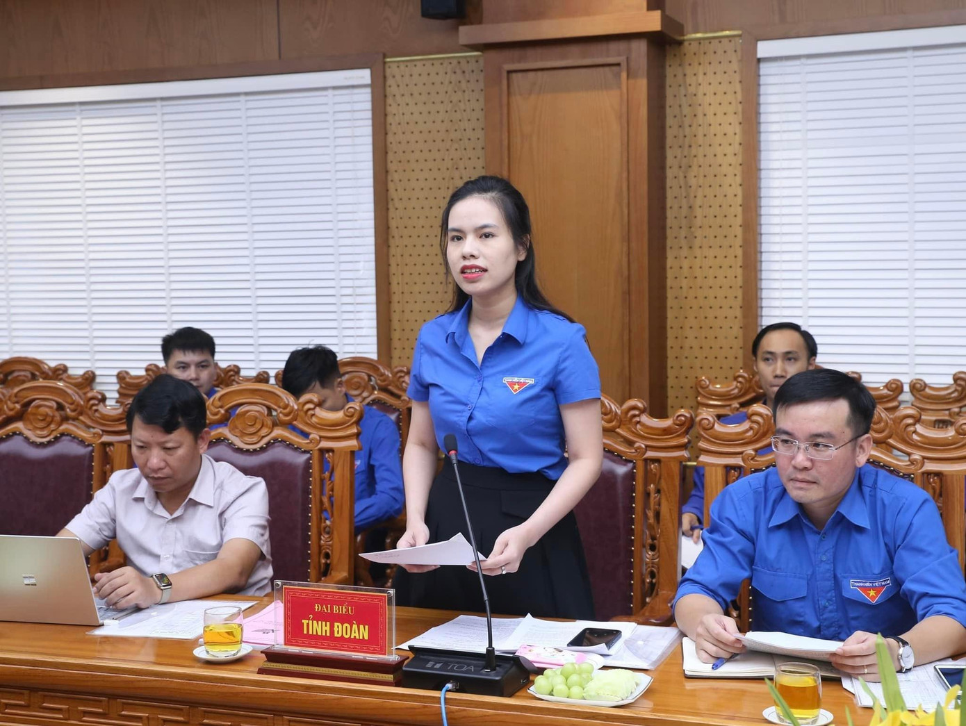 Chị Nguyễn Ny Hương - Phó Bí thư phụ trách Tỉnh đoàn Hà Tĩnh báo cáo công tác chuẩn bị đại hội. Chị Nguyễn Ny Hương - Phó Bí thư phụ trách Tỉnh đoàn Hà Tĩnh báo cáo công tác chuẩn bị đại hội.