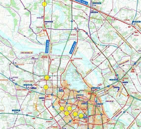 Mạng lưới 8 cầu cạn (vòng tròn) theo phương án của Sở GTVT Hà Nội. Ảnh: Trọng Đảng. Mạng lưới 8 cầu cạn (vòng tròn) theo phương án của Sở GTVT Hà Nội Ảnh: Trọng Đảng