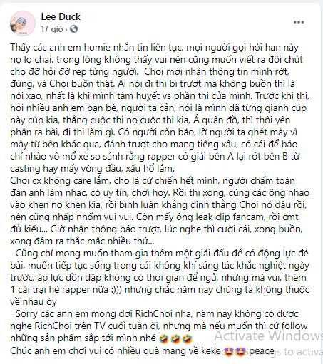 Nguyên văn bức tâm thư của RichChoi Nguyên văn bức tâm thư của RichChoi