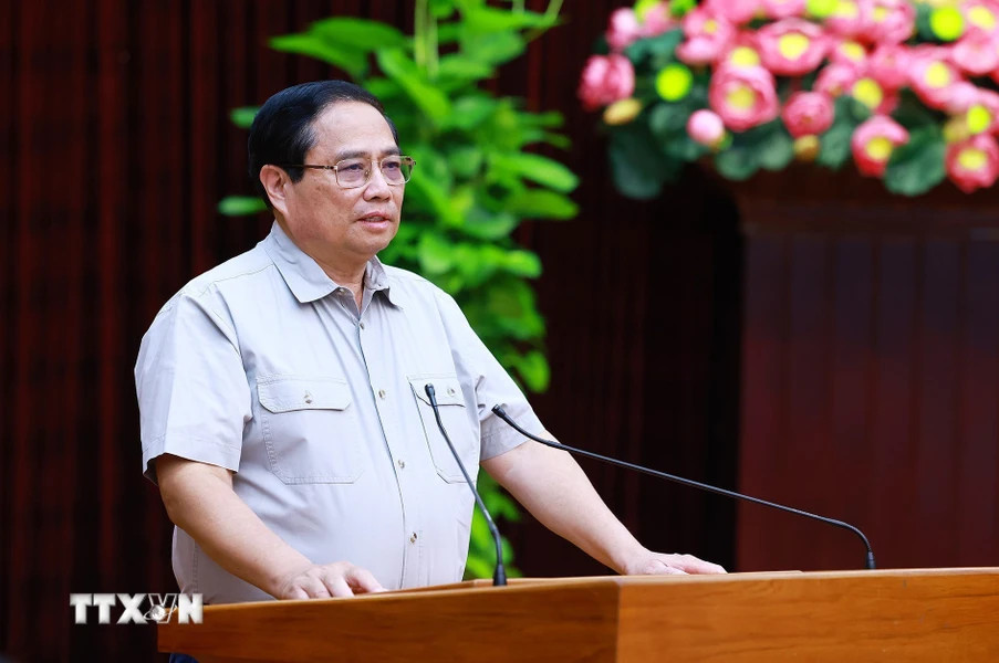 Thủ tướng Phạm Minh Chính phát biểu tại buổi làm việc với lãnh đạo thành phố Đà Nẵng. Ảnh: Dương Giang-TTXVN. Thủ tướng Phạm Minh Chính phát biểu tại buổi làm việc với lãnh đạo thành phố Đà Nẵng. Ảnh: Dương Giang-TTXVN.