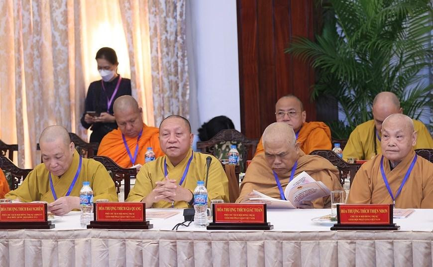 Các chức sắc và đại diện các tổ chức tôn giáo tham dự hội nghị. (Ảnh: Dương Giang/TTXVN)