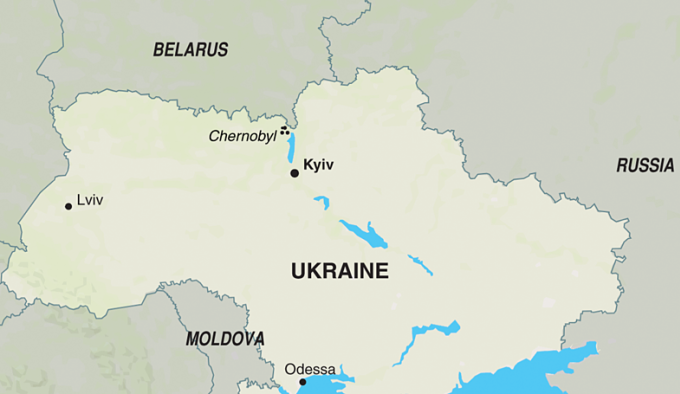 Thành phố Lviv ở phía Tây Ukraine, gần Ba Lan. Thành phố cảng Odessa ở miền Nam Ukraine, giáp Biển Đen. Ảnh: Mapbox