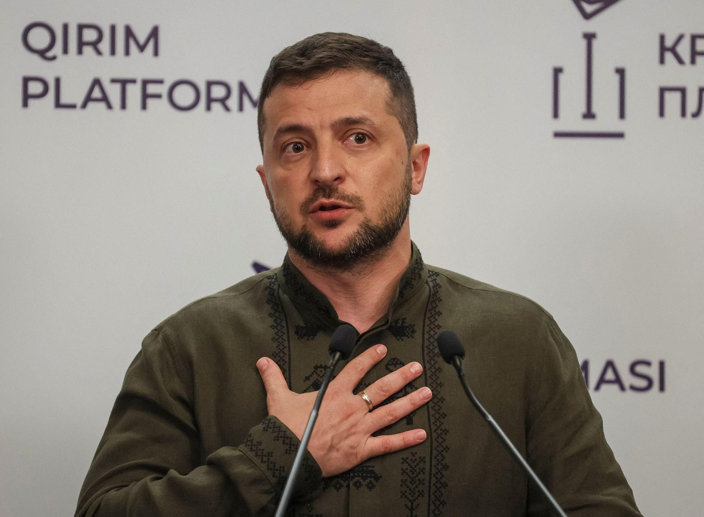 Tổng thống Ukraine Volodymyr Zelensky phát biểu tại một sự kiện ngày 23/8. Ảnh: Reuters