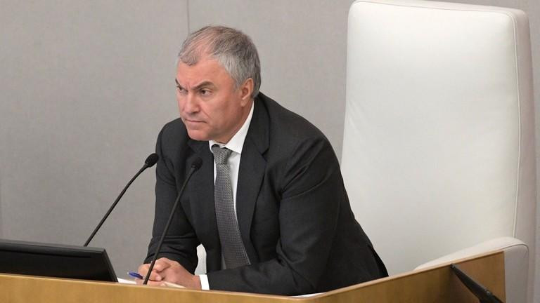 Chủ tịch Duma Quốc gia Nga Vyacheslav Volodin. Ảnh: RT Chủ tịch Duma Quốc gia Nga Vyacheslav Volodin. Ảnh: RT