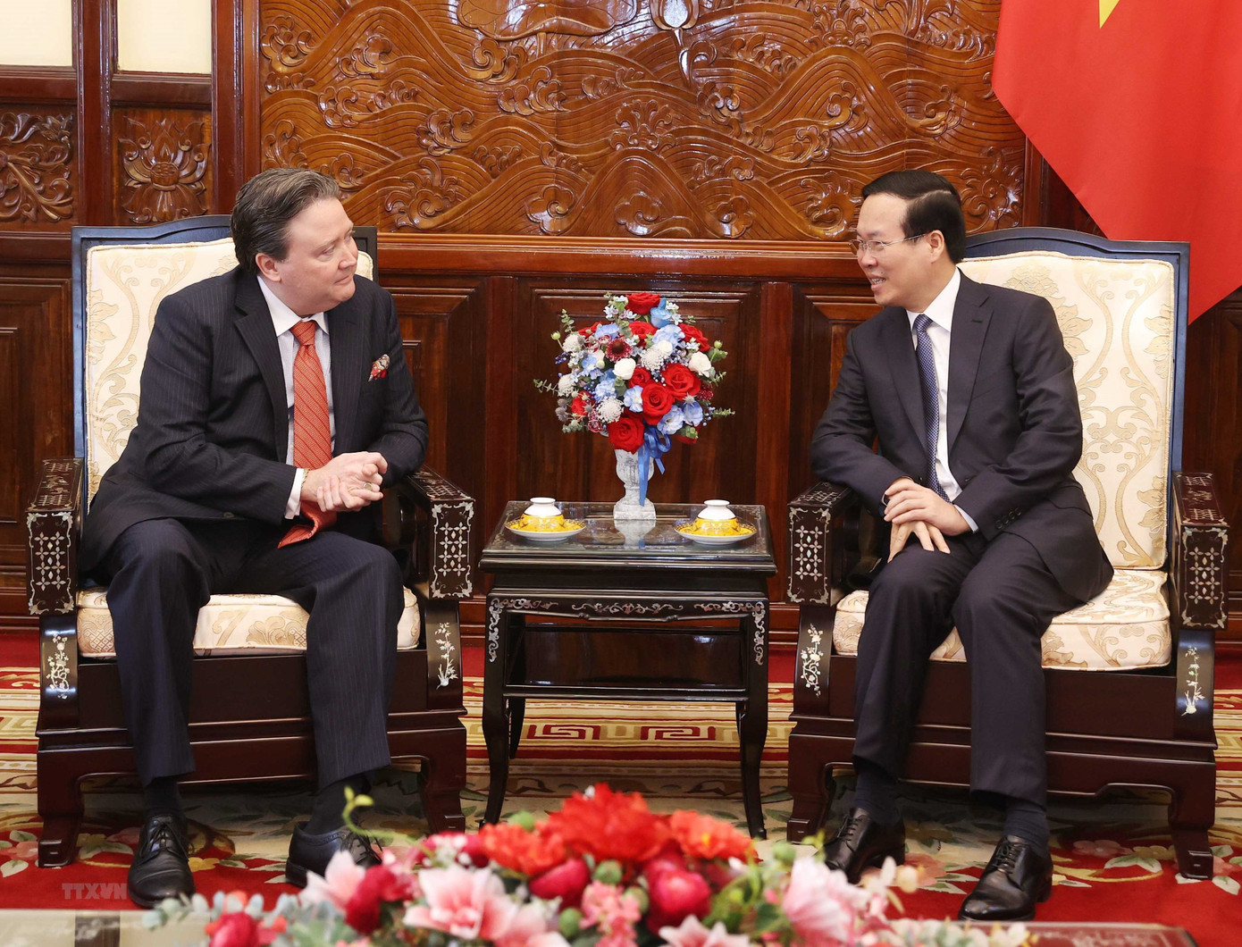 Chủ tịch nước Võ Văn Thưởng tiếp Đại sứ Hoa Kỳ tại Việt Nam Marc E. Knapper. Ảnh: Thống Nhất/TTXVN.