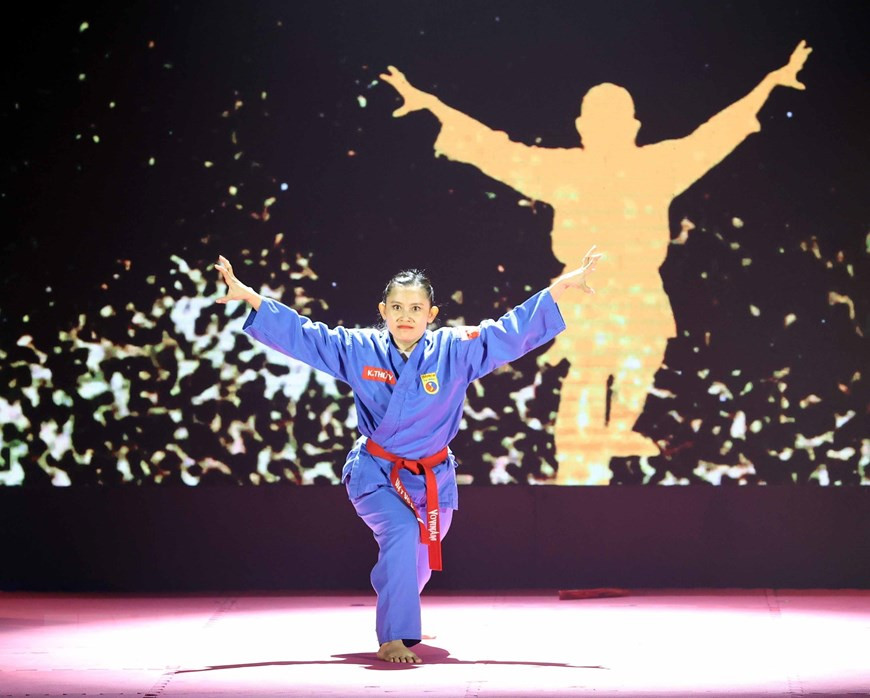 Võ sinh biểu diễn tại lễ kỷ niệm 85 năm Vovinam. Ảnh: TTXVN Võ sinh biểu diễn tại lễ kỷ niệm 85 năm Vovinam. Ảnh: TTXVN