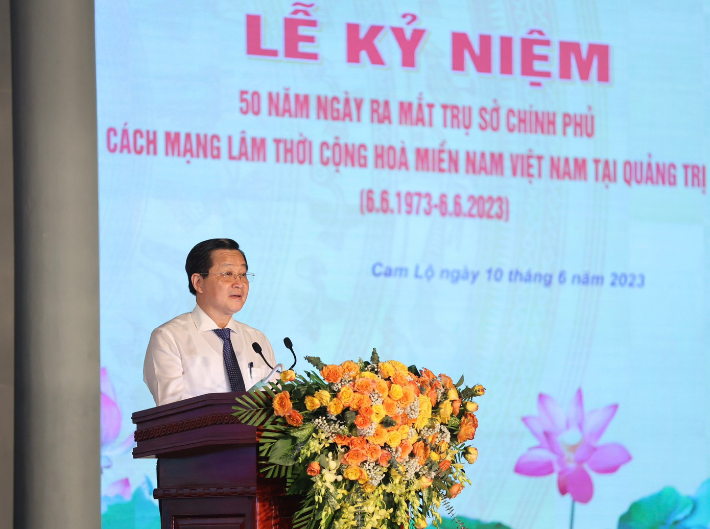 Bí thư Trung ương Đảng, Phó Thủ tướng Chính phủ Lê Minh Khái phát biểu tại Lễ kỷ niệm. Ảnh: VGP