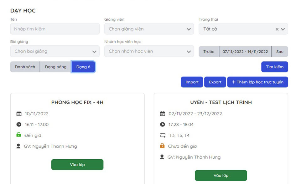 Giao diện quản lý lớp học tương tác dễ kiểm soát Giao diện quản lý lớp học tương tác dễ kiểm soát