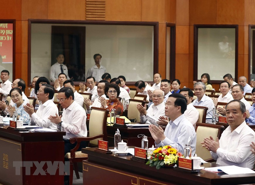 Chủ tịch nước Võ Văn Thưởng dự hội nghị. Ảnh: Thống Nhất/TTXVN