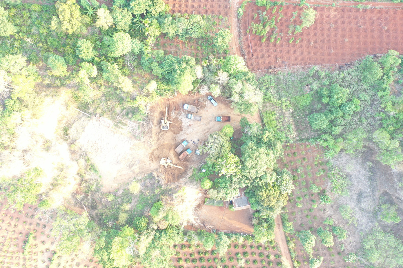 Hiện trường khu vực các đối tượng múc đất Hiện trường khu vực các đối tượng múc đất