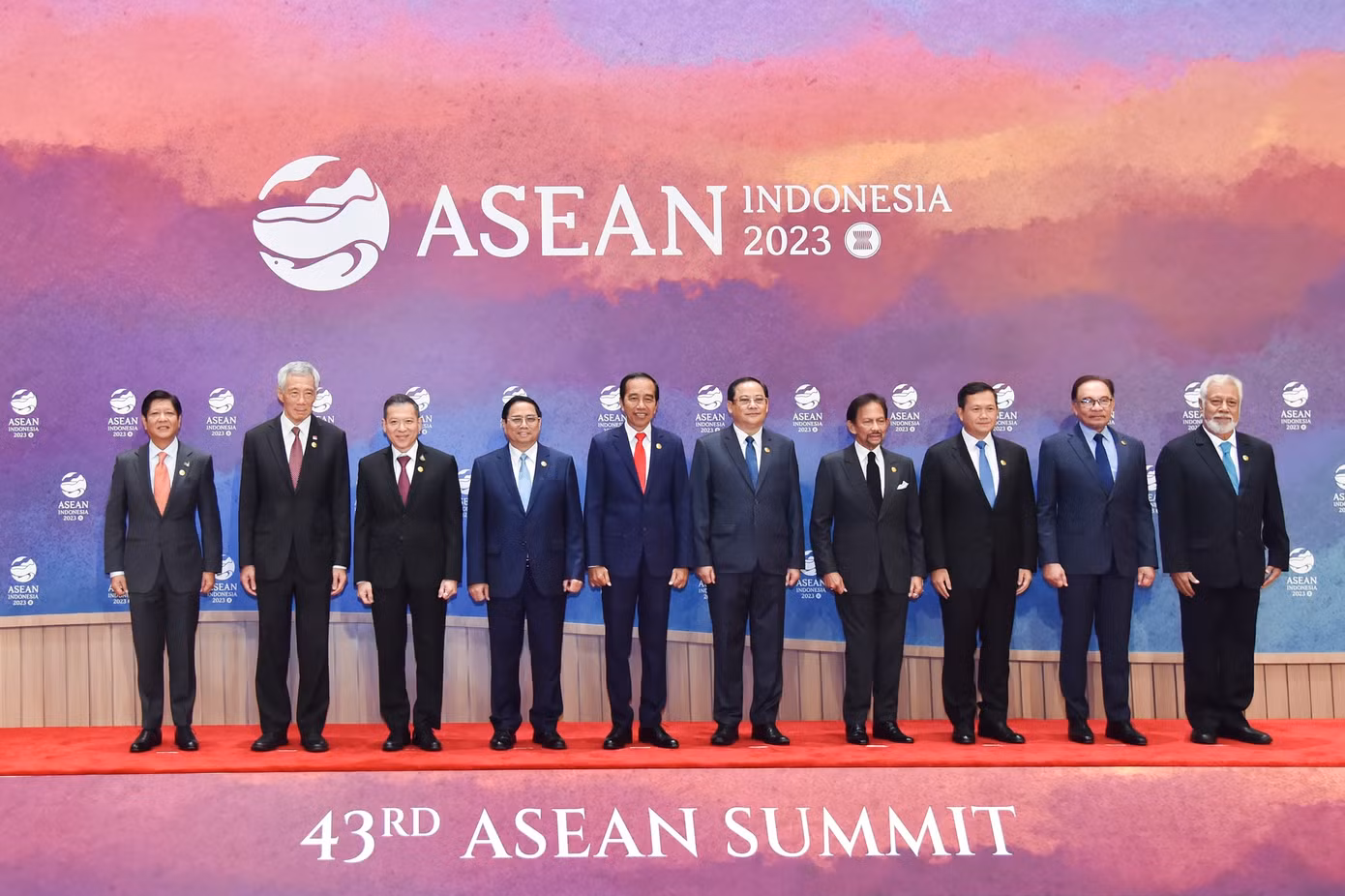 Thủ tướng Phạm Minh Chính và Trưởng đoàn các nước ASEAN tại lễ khai mạc. Ảnh: VGP Thủ tướng Phạm Minh Chính và Trưởng đoàn các nước ASEAN tại lễ khai mạc. Ảnh: VGP